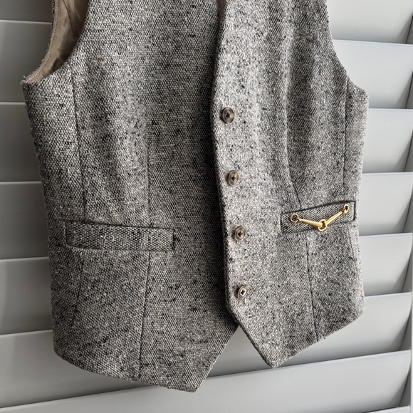 Tory Burch Brown Gray Classic Tweed Vest - Picture 2 of 5